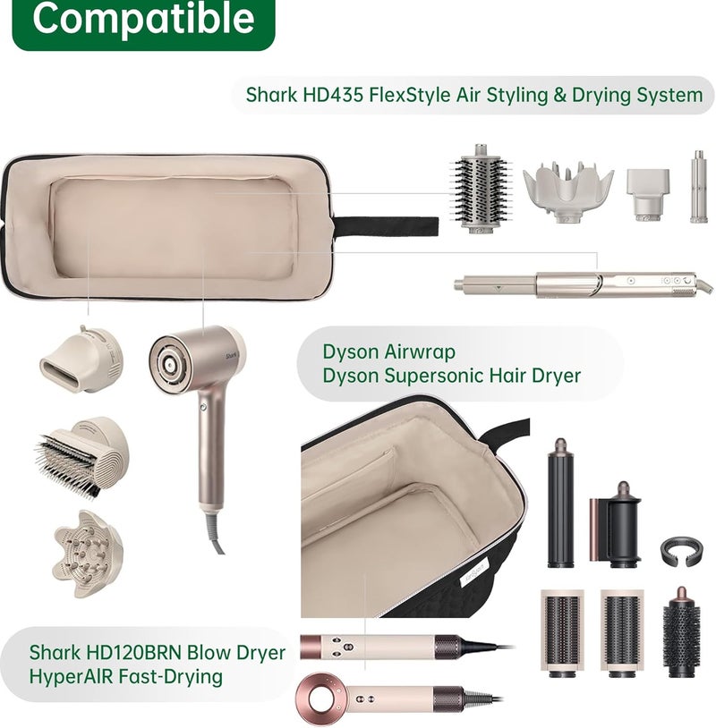 KarSyon Shark Flex Style Case for Dyson Airwrap Hair Dryer Brush Revlon Hair Tools Travel Bag Carrying Case Flat Curling Iron Organizer (Black) - Image 4
